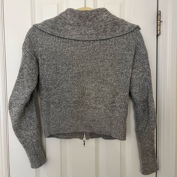 Abercrombie Double Zip Cardigan Sweater Heather Grey - Picture 4 of 5